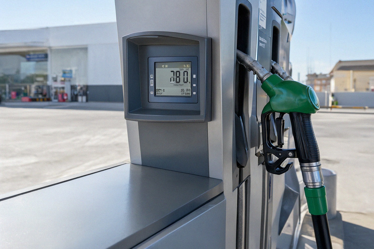 Station-service avec pompe à carburant et pistolet de distribution de gazole